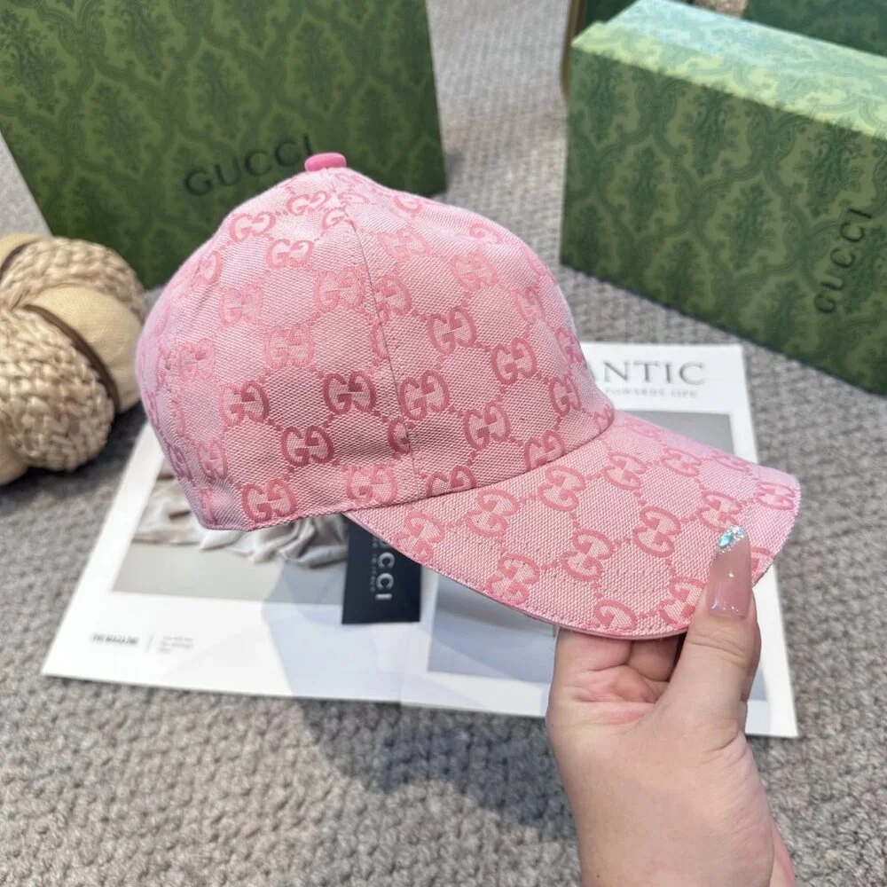 Gucci Pink Logo Pattern Cap - Picture 7 of 9